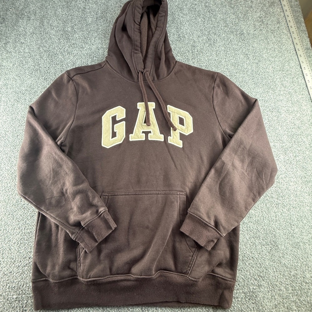 Gap Mens Brown Logo Fleece Pullover Hoodie Sweatshirt L 0809